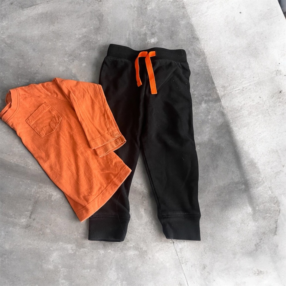 Stylish Black Joggers with Orange Drawstring with free top